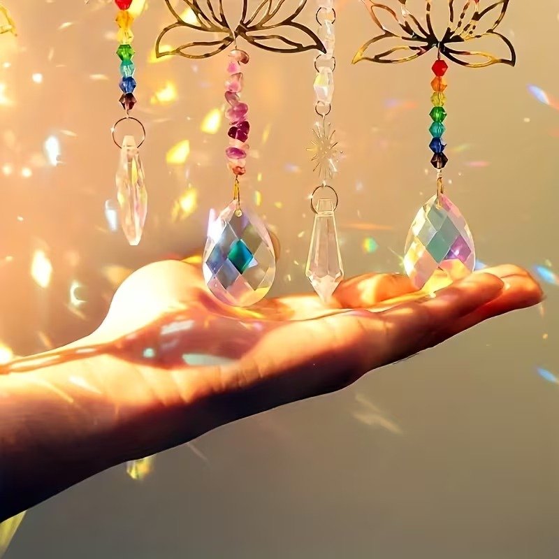 Apanhador de Luz Lótus com Cristais Chakra