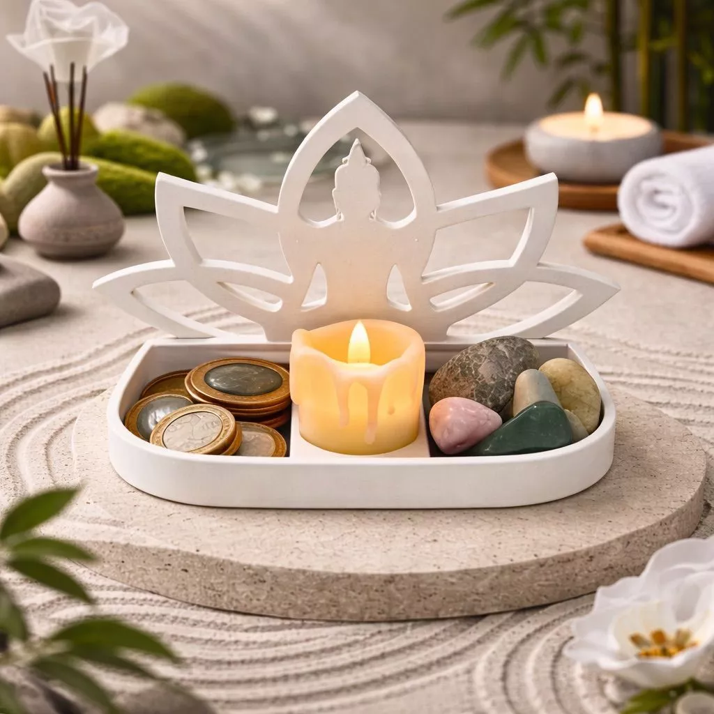 Castiçal Porta-Vela Buda Lotus – Suporte Decorativo Zen Meditação