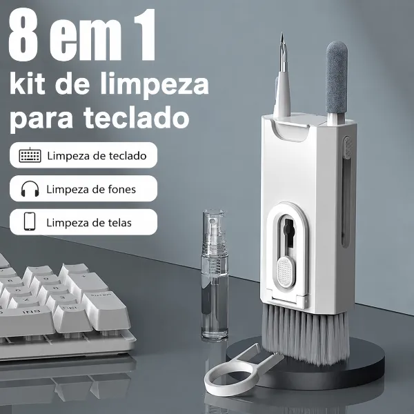 Escova de Limpeza Multifuncional 8 em 1 para Teclado e Fones de Ouvido