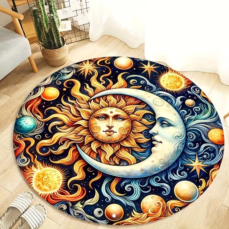 Tapete Redondo Boêmio Sol e Lua
